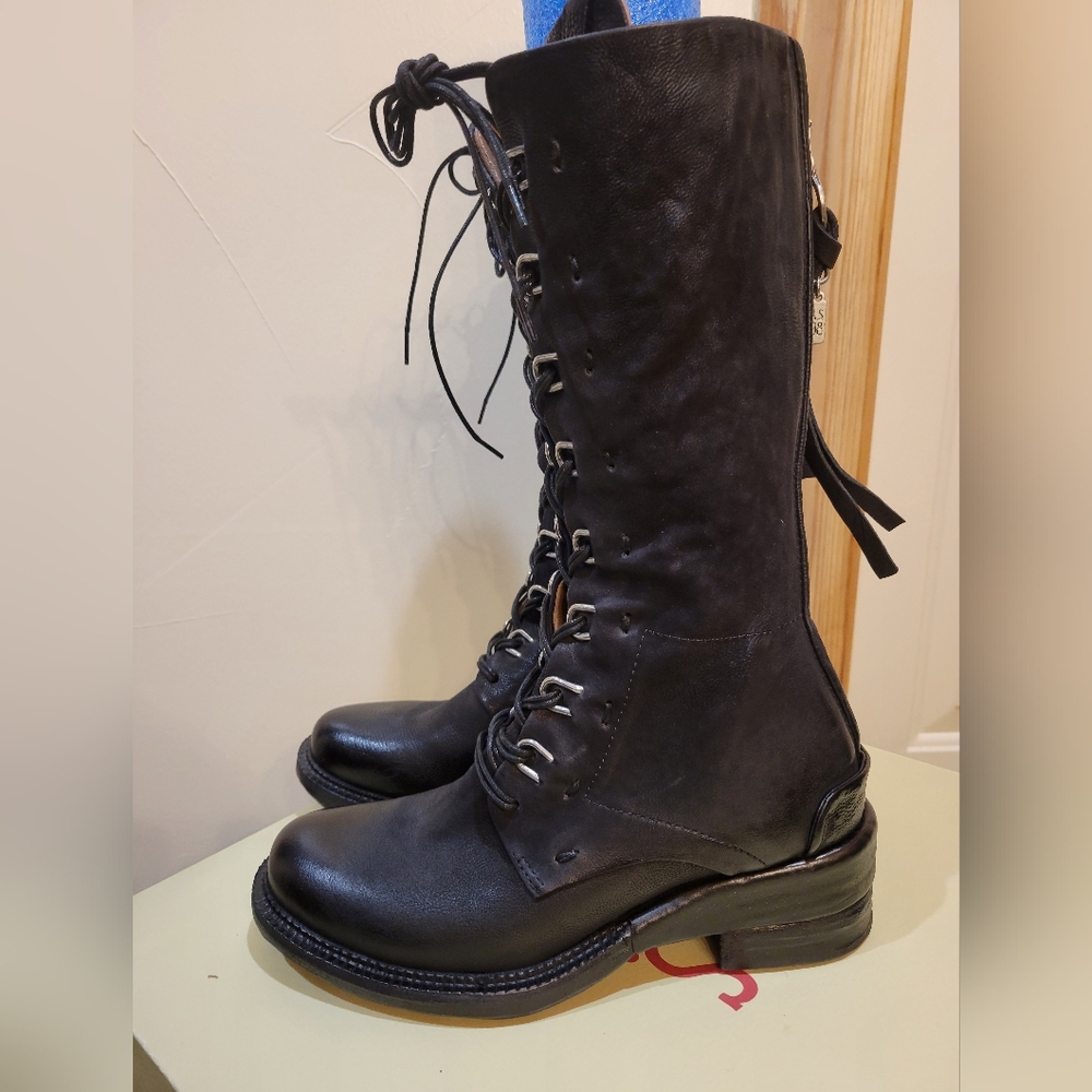 NIB A.S.98 Steward Women’s Black Lace-Up Mid-Calf Boots